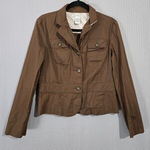 Vintage Alexandra Bartlett Womens Brown Button-Up Blazer Jacket Size 12 Career